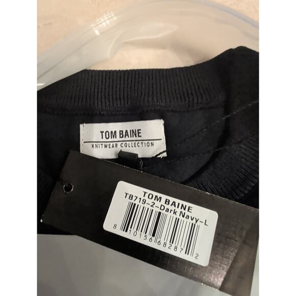New Tom Baine Men Sz Large Dark Navy Performance Collection Crew Neck Pullover - Picture 7 of 7